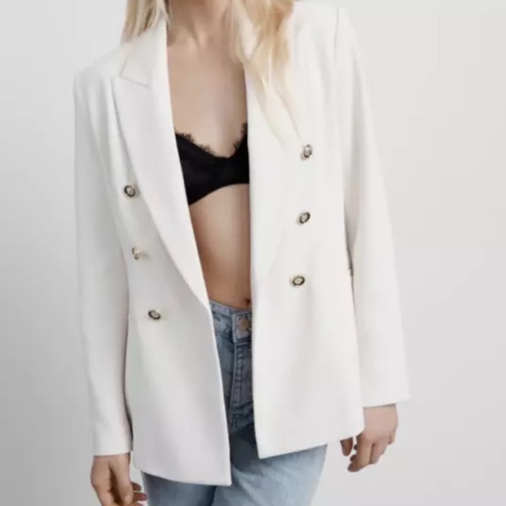 Zara Ivory Blazer Jacket Medium